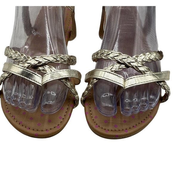Piper Size 5M Girls Gold Braided Strap Sandals Adjustable Ankle Straps - Picture 4 of 16
